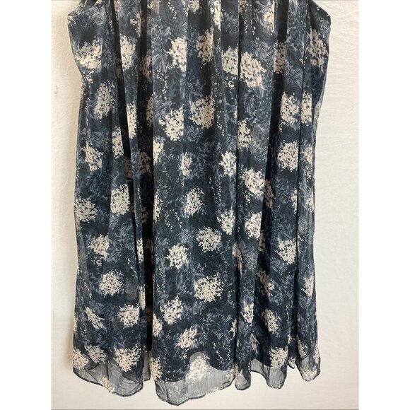 Joie Sleeveless Sheer Overlay knee length Dress‎ Baltic Print Blue size L flowy - Picture 3 of 13